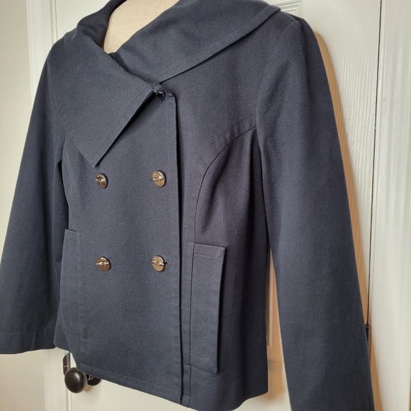 St John Sport Black Pea Coat Jacket Size Large - Picture 2 of 5
